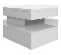 Forte Coffee Tables Tavolino da salotto con piano girevole, in legno, bianco lucido, 78 (93) x 34,3 x 78 cm