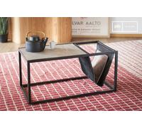 Tavolino con portariviste in pietra, stile scandinavo, 80x40x38 cm, design vintage e funzionale