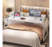 Tavolino Con Rotelle，tavolino Da Letto Regolabile Ruote Scrivania Camera Rotelle 4 Comodino Altezza Per Pc E Divano Braccio Notebook Laptop(Color:Bianco+)