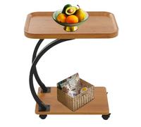 Tavolino con ruote bloccabili a 360°, divano a forma di C, tavolino da caffè, tavolino piccolo a 2 ripiani, per soggiorno, camera da letto, bar, bar, caffetteria, 52 x 34 x 60 cm (Log Color)
