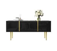 Tavolino contemporaneo con superficie liscia e pratici scomparti, combinazione di corpo in MDF e dettagli dorati stabili, punto centrale elegante per un design moderno della stanza (nero)