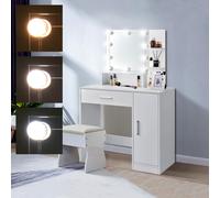 Tavolino cosmetico trucco toilette make-up specchio con LED bianco con cassetto