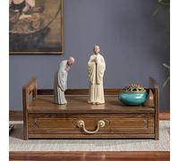 Tavolino da altare a 2 ripiani con cassetti, tavolino in bambù per meditazione, preghiera, decorazione per la casa zen, tavolino spirituale per tè, culto e divinazione (noce, strato singolo 69 cm)