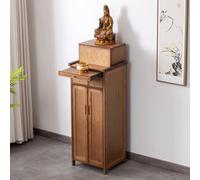 Tavolino da altare per meditazione, armadietto cinese vintage con Buddha, tavolino in bambù con ripiano, tavolo sacrificale dal design semplice per casa tempio (marrone, 42 x 38 x 120 cm)