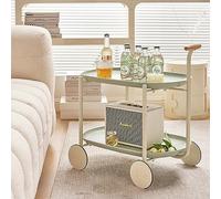 Tavolino da Bar con Vassoio portaoggetti, carrelli da Bar a 2 Livelli per la casa, Carrello da Bar Carrello da Cucina Mobile per la casa, per Cucina, Ingresso, Soggiorno,Verde