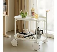 Tavolino da Bar con Vassoio portaoggetti, carrelli da Bar a 2 Livelli per la casa, Carrello da Bar Carrello da Cucina Mobile per la casa, per Cucina, Ingresso, Soggiorno,Bianca