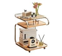 Tavolino da caffè a 2 ripiani con ripiani e ruote, tavolino mobile per soggiorno, camera da letto, bagno, cucina, tavolino versatile e carrello da bar
