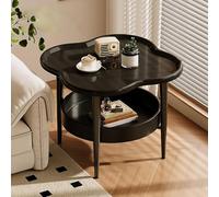 Tavolino Da Caffè A Doppio Strato Con Contenitore, Moderno Tavolino In Plastica For Piccoli Spazi, Camera Da Letto, Ufficio, Soggiorno(Nero)