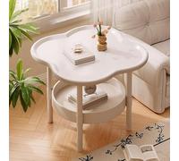 Tavolino Da Caffè A Doppio Strato Con Contenitore, Moderno Tavolino In Plastica For Piccoli Spazi, Camera Da Letto, Ufficio, Soggiorno(White)