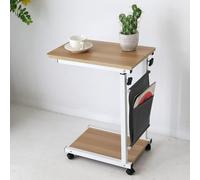 Tavolino da caffè a forma di C con contenitore, tavolino sollevabile su ruote, struttura in metallo robusto, versatile divano per soggiorno