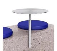 Tavolino da caffè a parete, Tavolo da pub rotondo in acciaio inox, tavolo bar a parete, cocktail, bistrot, scrivania pranzo moderna, piccola con gamba in metallo(Silver B,35*45cm/13.8*17.7in)