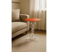 iPLEX - Tavolino da caffè Design Arabesco in plexiglass PMMA Trasparente, ripiano Rosso Tagliato al Laser, Dim. 60x50x50 cm Mad