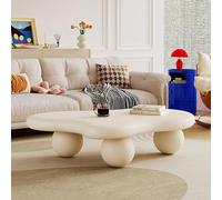 Tavolino da caffè asimmetrico a forma di nuvola con gambe di supporto cilindriche robuste e stabili, elegante tavolino centrale per l'arredamento di casa dalla forma irregolare.,B white 46in