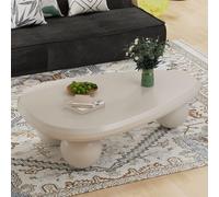 Tavolino da caffè asimmetrico a forma di nuvola con gambe di supporto cilindriche robuste e stabili, elegante tavolino centrale per l'arredamento di casa dalla forma irregolare.,D white 46in