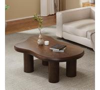 Tavolino da caffè asimmetrico a forma di nuvola con gambe di supporto cilindriche robuste e stabili, elegante tavolino centrale per l'arredamento di casa dalla forma irregolare.,A brown 46in