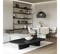 Tavolino da caffè astratto moderno in legno massello tavolino da cocktail stile wabi-sabi in legno di pino tavolino da salotto tavolo da tè rettangolare giapponese nero 100,3 cm L x 61 cm W x 40,6 cm