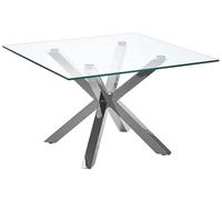 Beliani Tavolino da Caffè Basso in Vetro e Acciaio Quadrato 70 x 70 cm