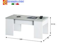 Tavolino da Caffe Bianco Grigio Moderno Divano Salotto Sollevabile 100x45xh45/56