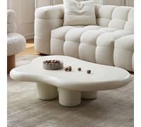 Tavolino da caffè carino a forma di nuvola, tavolino rotondo irregolare, bianco crema, design semplice, tavolo da cocktail in legno per soggiorno