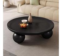 Tavolino da caffè circolare, 74,9 x 75,9 x 29 cm, con gambe a sfera, color crema, adattabile a una vasta gamma di stili decorativi, tavolino da caffè moderno, stabile portante (nero)