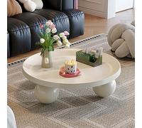 Tavolino da caffè circolare, 74,9 x 75,9 x 29 cm, gambe a sfera, color crema, adattabile a una vasta gamma di stili decorativi, tavolino da caffè moderno, stabile portante (bianco)