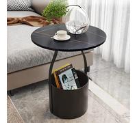 Tavolino da caffè con contenitore, moderno piano in marmo aperto per soggiorno, elegante tavolino con base portaoggetti