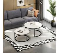 Tavolino da caffè da incasso, set da 2, tavolino con piano in marmo e gambe in metallo nero, 80 x 45 cm, 60 x 33 cm, tavolino per casa, divano, tavolino laterale Caratteristiche:1. Il tavolino da caff