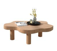 Tavolino da caffè geometrico, in legno massello con tripla base, accento metà secolo per piccoli spazi, facile da montare, perfetto per soggiorno o camera da letto