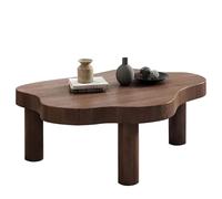 Tavolino da caffè geometrico, in legno massello con tripla base, accento metà secolo per piccoli spazi, facile da montare, perfetto per soggiorno o camera da letto