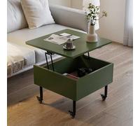 Tavolino da caffè in legno con ripiano nascosto su ruote, perfetto per piccoli spazi, elegante mobile verde per soggiorno per animali domestici