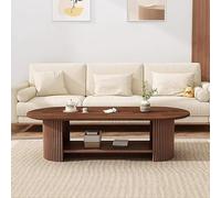 Tavolino da caffè in legno massello con ripiano portaoggetti per soggiorno, tavolino rettangolare in rovere centrale, tavolino da cocktail d'accento