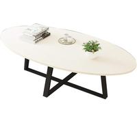 Tavolino da caffè in Legno Massello Nordico, Tavolino Ovale per Piccoli Appartamenti, Soggiorno Casalingo, Camera da Letto, Balcone, Tavolo da Negoziazione, Lunghezza 39,4 ", White