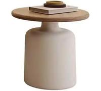 Tavolino da caffè in Legno Massello Nordico, Tavolino Ovale per Piccoli Appartamenti, Soggiorno Casalingo, Camera da Letto, Balcone, Tavolo da Negoziazione, Lunghezza 39,4 ", White, A