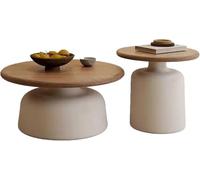 Tavolino da caffè in Legno Massello Nordico, Tavolino Ovale per Piccoli Appartamenti, Soggiorno Casalingo, Camera da Letto, Balcone, Tavolo da Negoziazione, Lunghezza 39,4 ", White, A+B