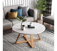 Tavolino da caffè in legno massello, tavolino rotondo moderno per soggiorno, piccolo tavolo centrale, tavolino in stile nordico, design versatile ed elegante
