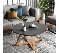 Tavolino da caffè in legno massello, tavolino rotondo moderno per soggiorno, piccolo tavolo centrale, tavolino in stile nordico, design versatile ed elegante