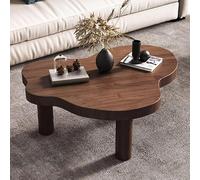 Tavolino da caffè in legno massiccio con 3 gambe, tavolino moderno rotondo e spesso per il soggiorno e la camera da letto(Brown,28x18x16 inch/70x45x40cm)