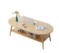 Tavolino da caffè, in legno massiccio, ovale, con ripiano portaoggetti, per soggiorno e ufficio domestico, tavolino da cocktail per piccoli appartamenti