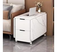 Tavolino da caffè in legno, Tavoli da cucina in stile rustico con vano portaoggetti nascosto e ruote Tavolo da soggiorno con base a terra, lato divano Tavolo salvaspazio(D,1.4M)