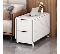 Tavolino da caffè in legno, Tavoli da cucina in stile rustico con vano portaoggetti nascosto e ruote Tavolo da soggiorno con base a terra, lato divano Tavolo salvaspazio(E,1.4M)