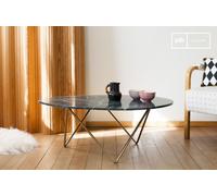 Tavolino da caffè in marmo verde, stile scandinavo, 103x78x37 cm, design ovale e geometrico