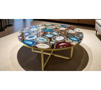 Tavolino Da Caffè In Pietra Multi Agata Per Decorazione D'Arredo Casa, 30" X 30"