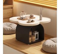 Tavolino da caffè in stile giapponese, tavolino da tè basso portatile, tavolini Tatami da appoggiare sul pavimento, senza montaggio, tavoli da pavimento in legno massello 30x30x46cm(White)