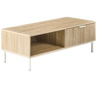 Tavolino da caffè in stile scandinavo Cassetto MDF Gambe in legno Scaffale Legno