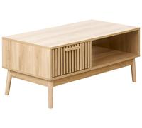 Beliani Tavolino da caffè in stile scandinavo Cassetto MDF Gambe in legno Scaffale Spazio di archiviazione Legno chiaro