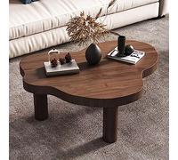 Tavolino da caffè irregolare in legno massello con 3 gambe, moderno, rotondo, spesso, per soggiorno e camera da letto, finitura noce, 78,7 x 55,9 x 40,6 cm, elegante decorazione per la casa