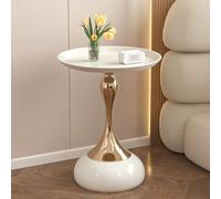 Tavolino da caffè leggero di lusso per soggiorno in metallo mobile per camera da letto comodino creativo divano laterale diversi balconi tavolo rotondo in stile italiano telepne tavolo (bianco)