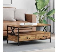 Tavolino da Caffè Legno Vecchio con 2 Cassetti 100 x 51 x 45 cm | Legno ingegnerizzato, telaio metallo, 3 vani, montaggio richiesto, stile moderno