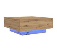 vidaXL tavolino - centrotavola quadrato minimalista soggiorno - finitura rovere artigianale, legno ingegnerizzato - marrone opaco - 80x31cm - arredamento interno con luci LED blu integrate