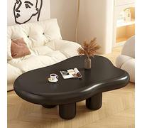 Tavolino da caffè moderno a forma di nuvola, design irregolare con 4 gambe robuste, tavolo rotondo in legno spesso per soggiorno e camera da letto, nero, 99 x 68,6 x 30,5 cm